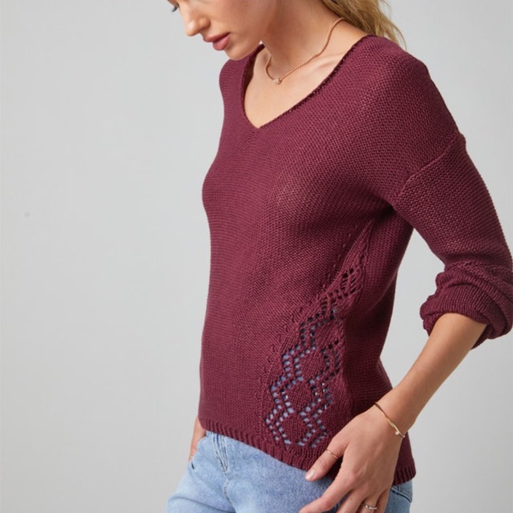 Francesca’s Harper Heritage Knit Burgundy Sweater